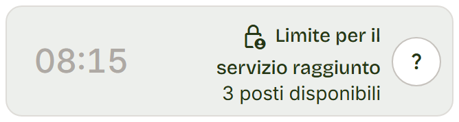 Riga grigia delle 08:15 con la scritta Limite per il servizio raggiunto.