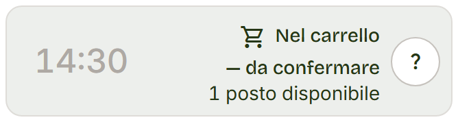 Riga grigia delle 14:30 con il carrello e la scritta Nel carrello — da confermare.