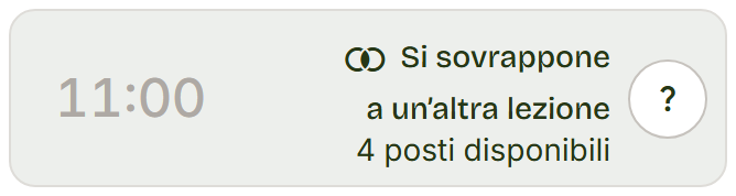 Riga grigia delle 11:00 con la scritta Si sovrappone a un’altra lezione.